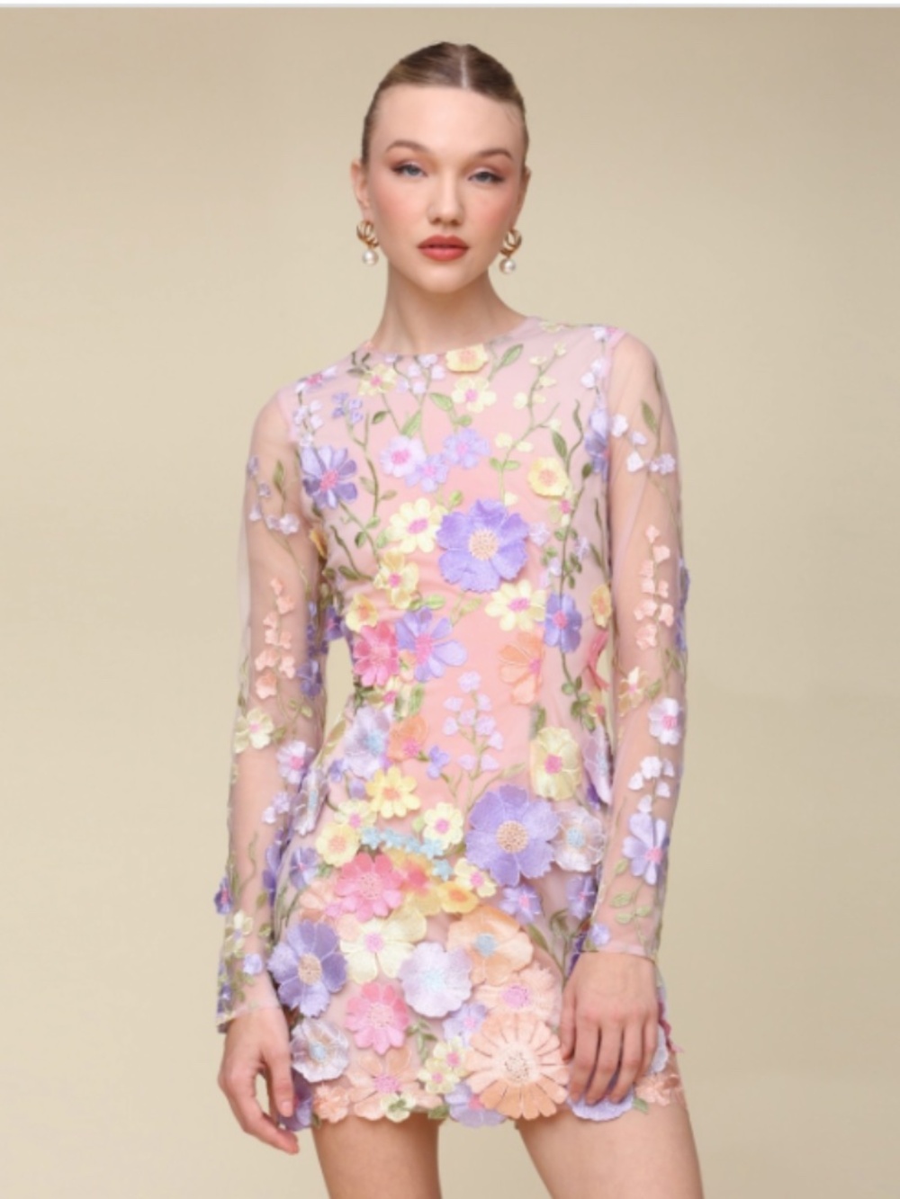 Avec Les Filles Women's Floral-Embroidered Sheath Dress - Pastel Multi -Size 10 - Picture 4 of 11